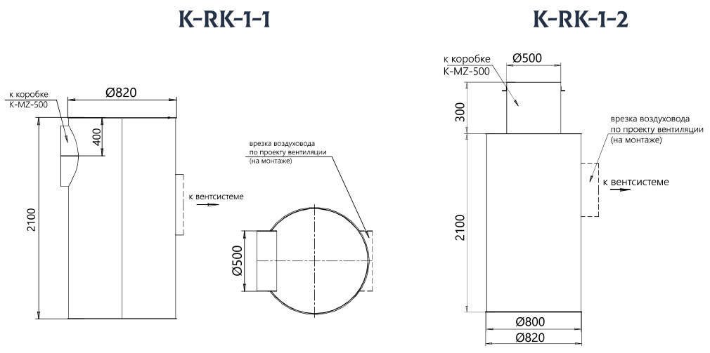 Габариты расширительная камера K-RK-1