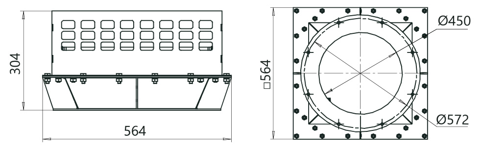 Габарити коробка для встановлення на повітрозаборі K-MK-500