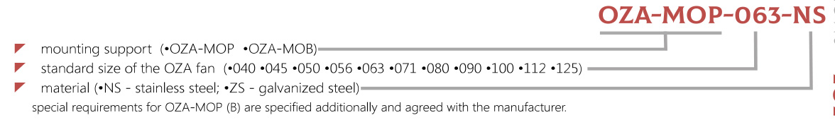 Marking mounting supports OZA-MOP, OZA-MOB