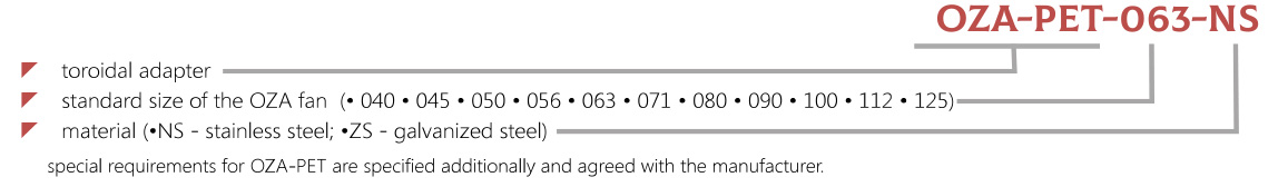 Marking toroidal adapter OZA-PET