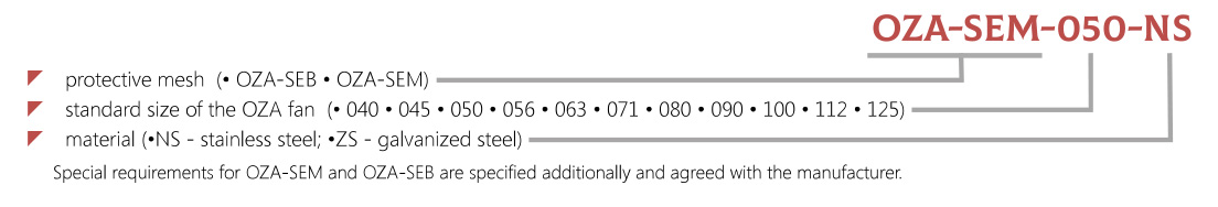 Marking protective mesh OZA-SEM, OZA-SEB
