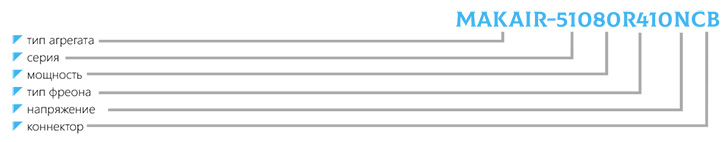 Маркировка компрессорно-конденсаторный блок MAKAIR-510