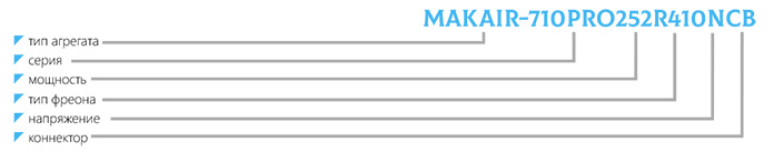 Маркировка компрессорно-конденсаторный блок MAKAIR-710PRO