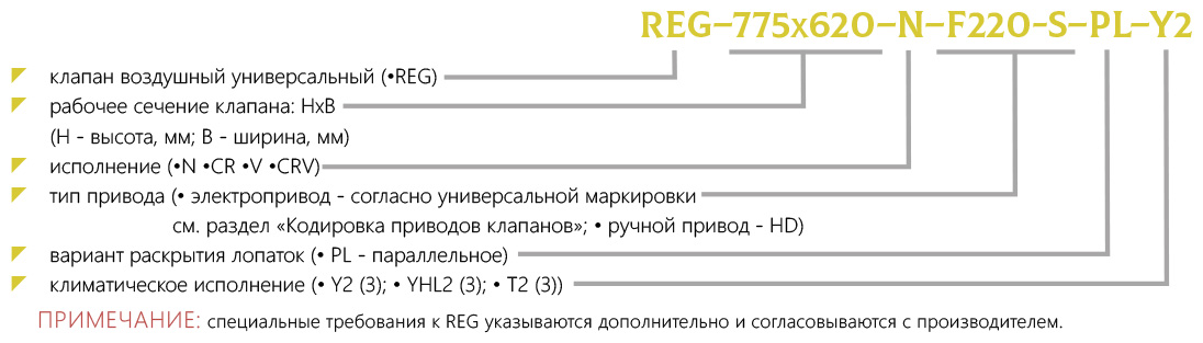Маркировка Клапан воздушный универсальный  REG
