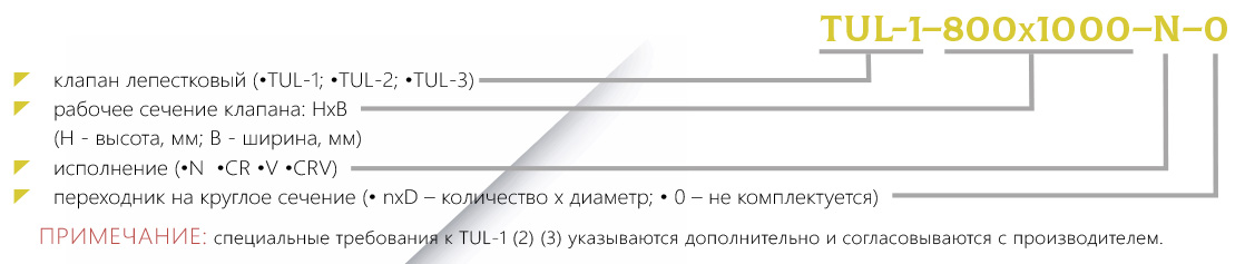 Маркировка  Клапан лепестковый TUL